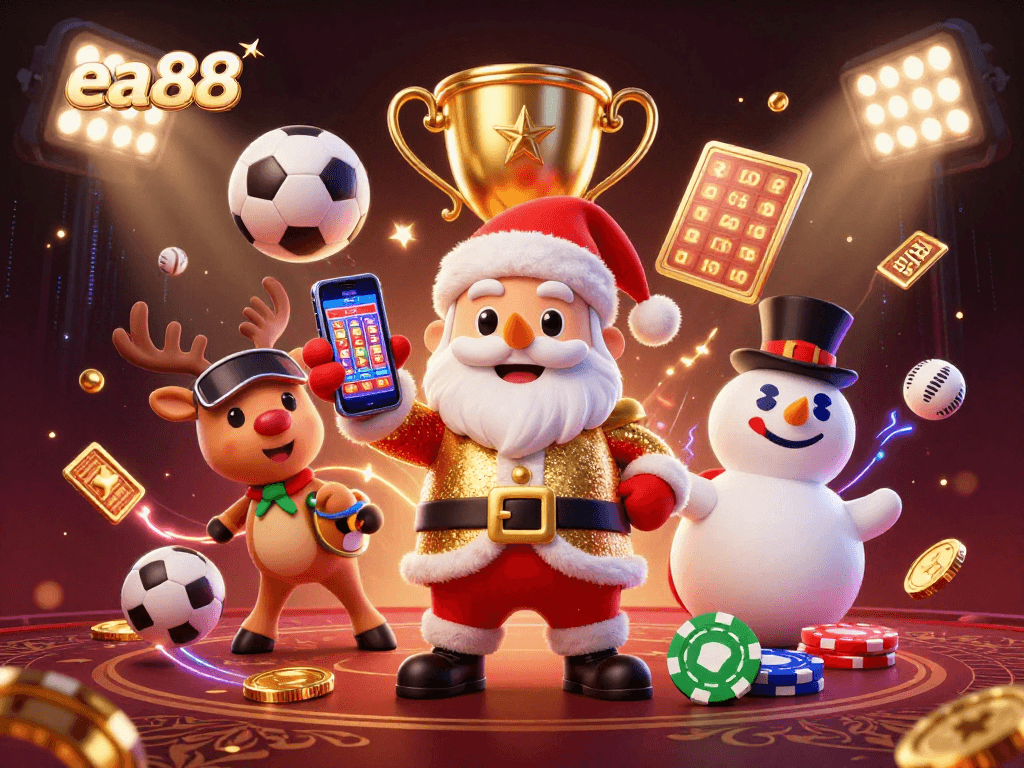 Join the excitement at ea88 casino, with Santa, his reindeer dealer, and a poker chip snowman!