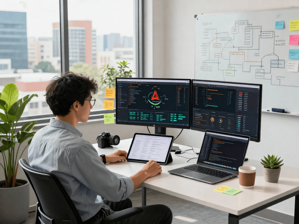 Data scientist analyzing spicy ai algorithms in a modern tech workspace.