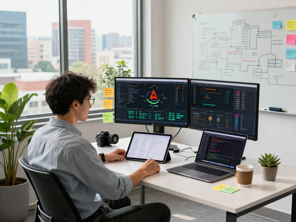 Data scientist analyzing spicy ai algorithms in a modern tech workspace.