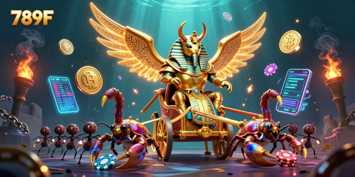 Engage with dynamic gaming action at 789F featuring a golden scarab beetle and crypto elements.