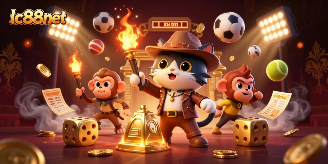 Bet big with lc88net while exploring the vibrant casino treasures from a temple, featuring dynamic sports action.