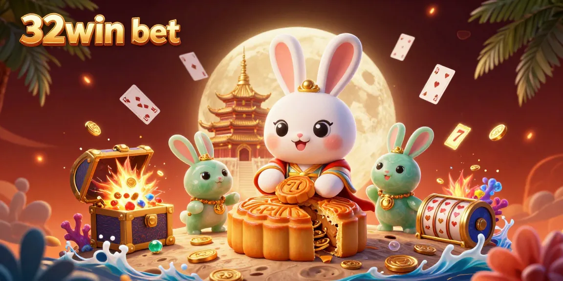 Spin to win with 32win bet in this vibrant, intricate casino illustration featuring exciting gambling elements.