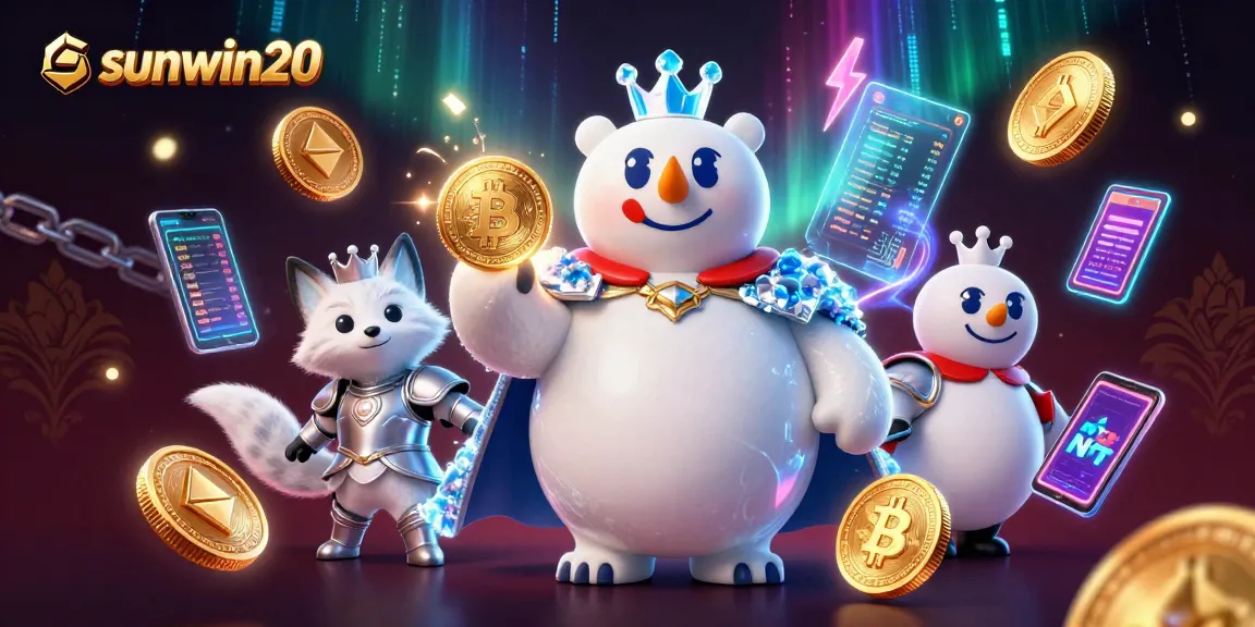 Players embark on thrilling casino adventures with sunwin20 in a magical 3D illustration.