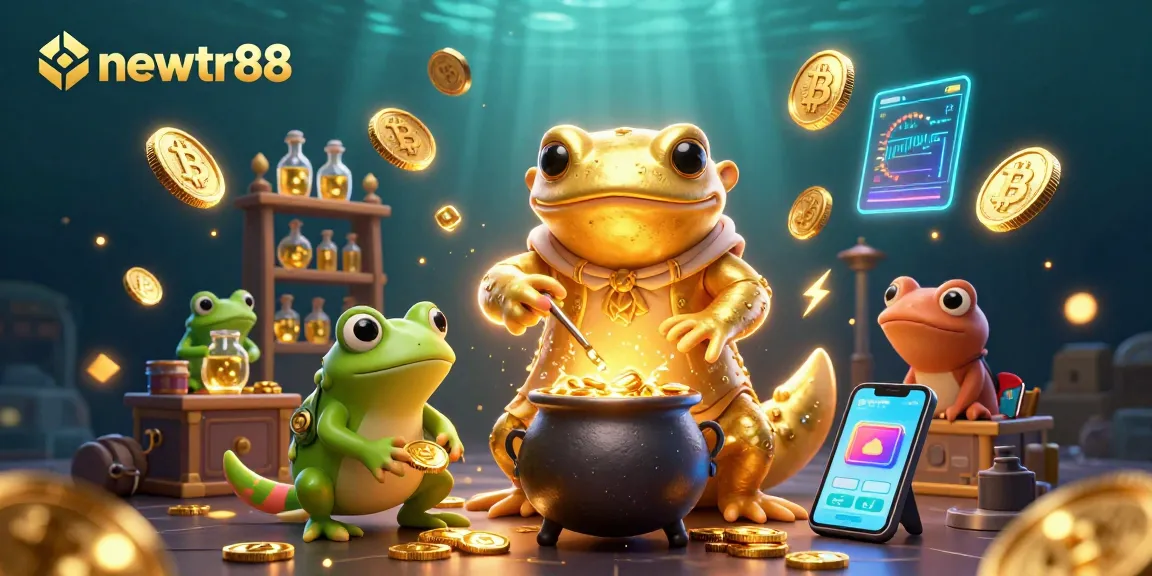 Experience exciting gaming magic with newtr88 as a golden salamander alchemist creates gold coins.